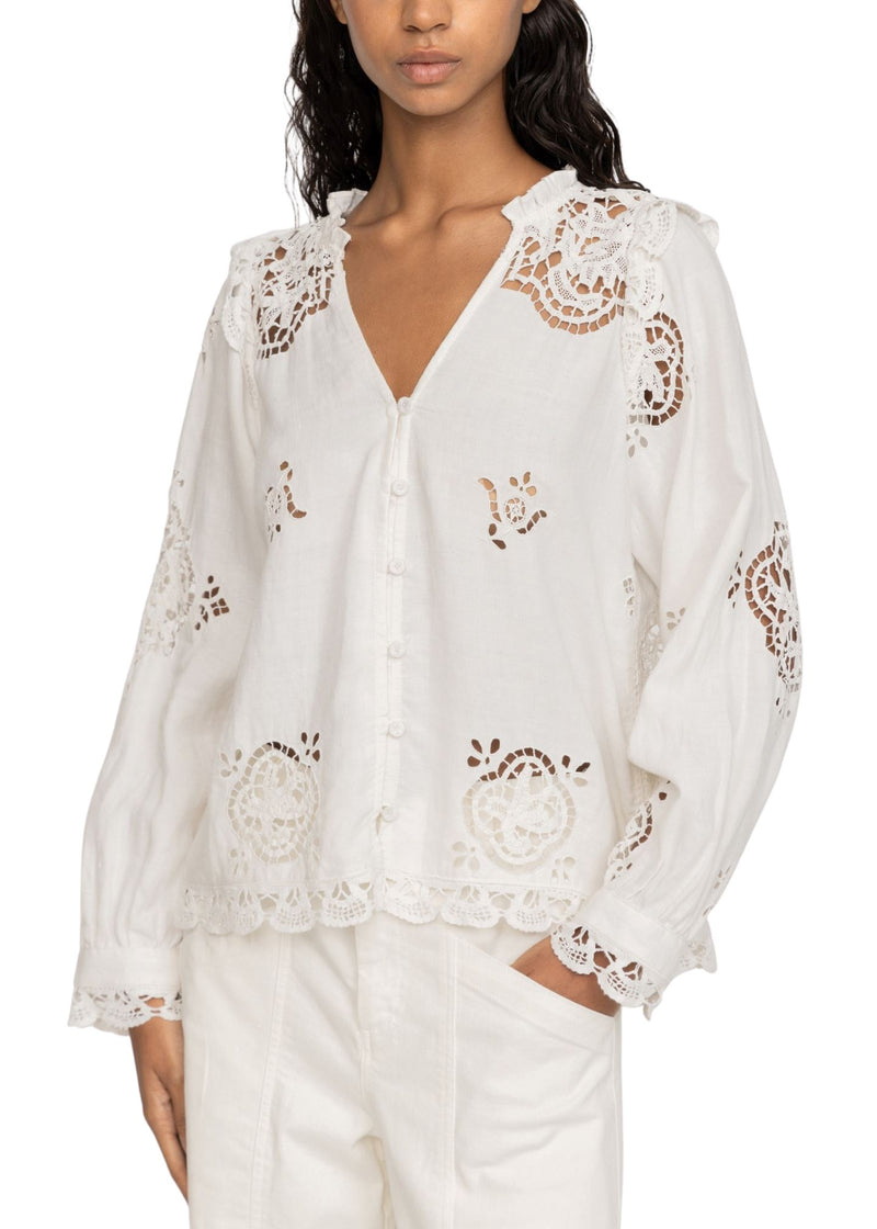 Edith Embroidery Long Sleeve Top-Tops/Blouses-Uniquities