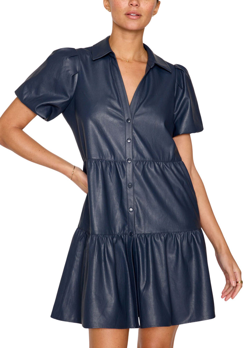 Havana Vegan Leather Mini Dres-Dresses-Uniquities