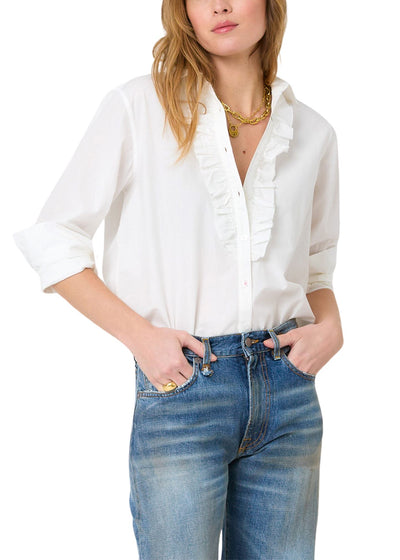 Mia Ruffle Front Shirt-Tops/Blouses-Uniquities