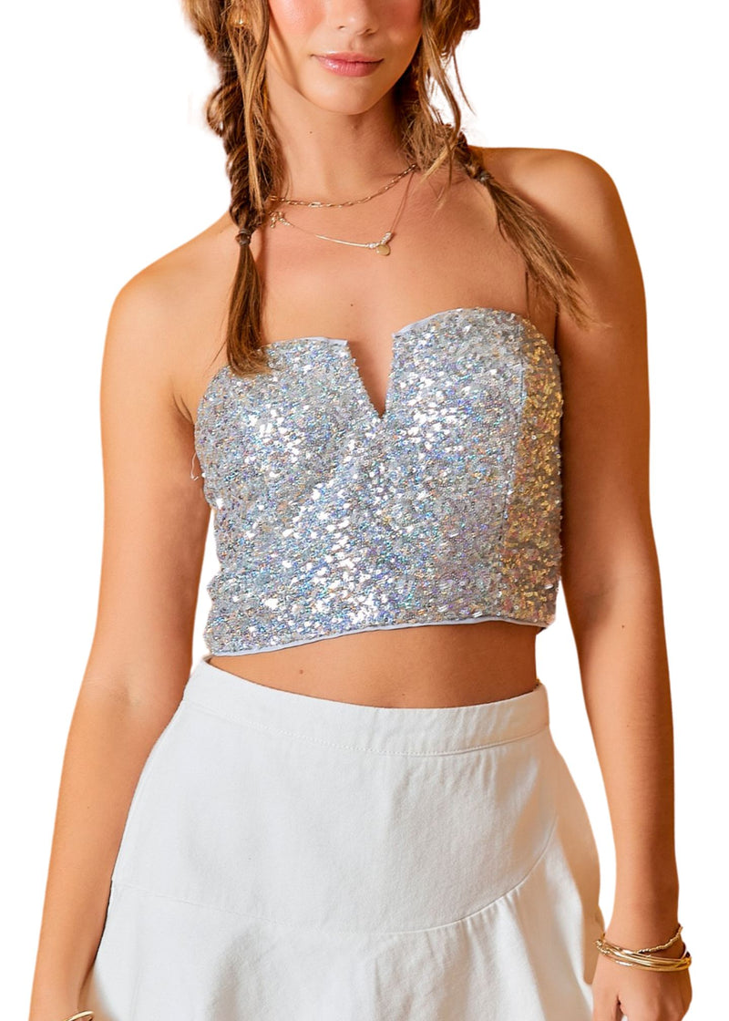 Val Sequin Crop Top-Tops/Blouses-Uniquities