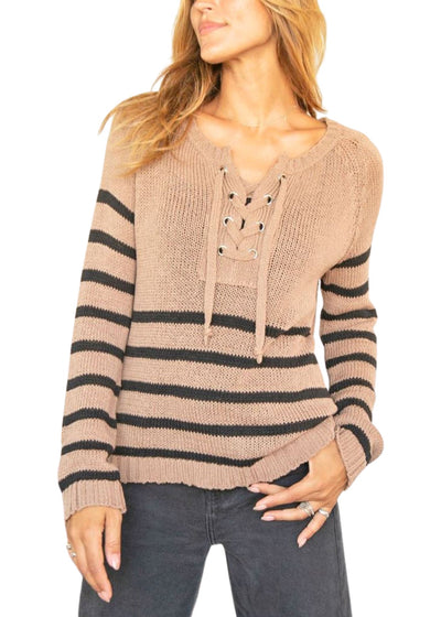 Palmer Laced Stripe Sweater-Sweaters-Uniquities