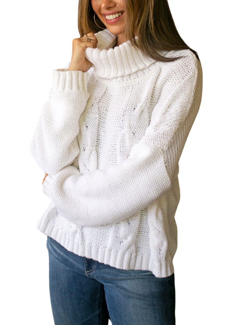 Cider House Cable Turtleneck Sweater-Sweaters-Uniquities