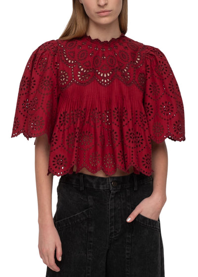 Lainey Embroidery Short Sleeve Top-Tops/Blouses-Uniquities