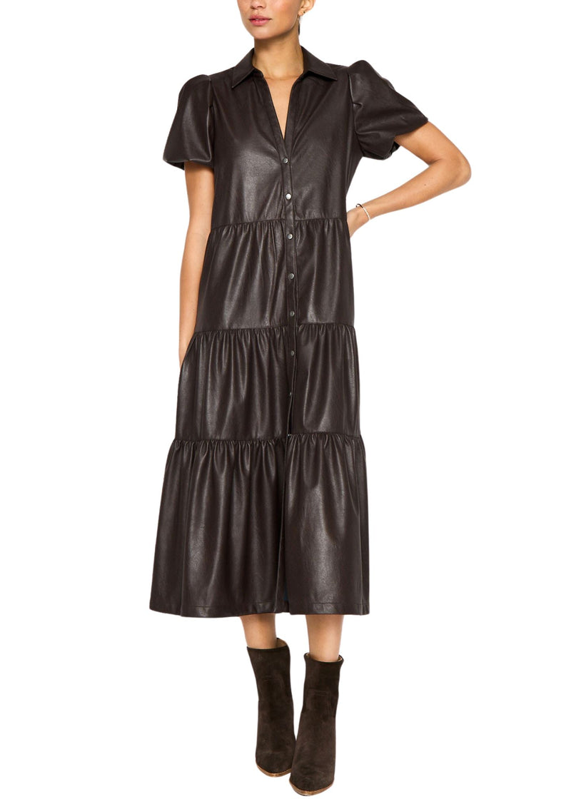 Havana Vegan Leather Dress-Dresses-Uniquities