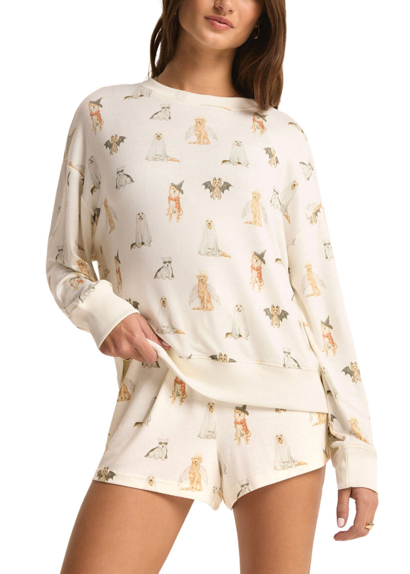 Hey Boo Dog Long Sleeve Top-Lounge-Uniquities