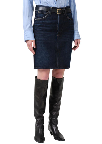 Etta Pencil Skirt-Denim-Uniquities