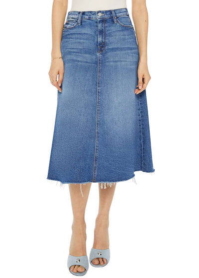 The Circle Midi Fray Skirt-Denim-Uniquities