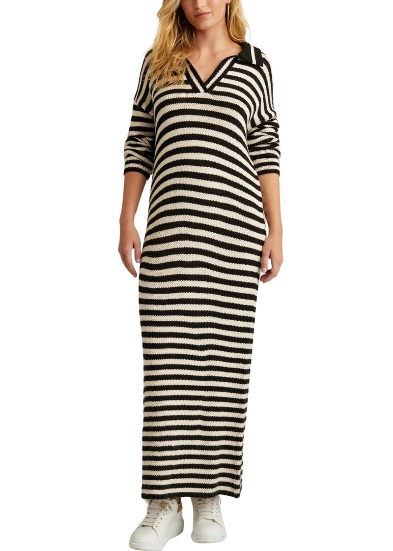 Raya Striped Polo Dress-Dresses-Uniquities