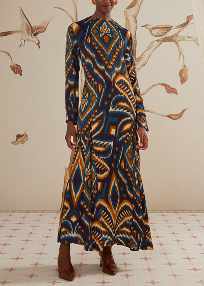 Pineapple Ikat Maxi Dress-Dresses-Uniquities