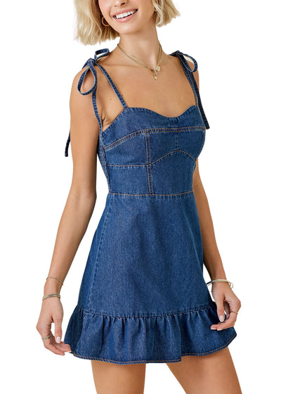 Izzy Denim Mini Dress-Dresses-Uniquities