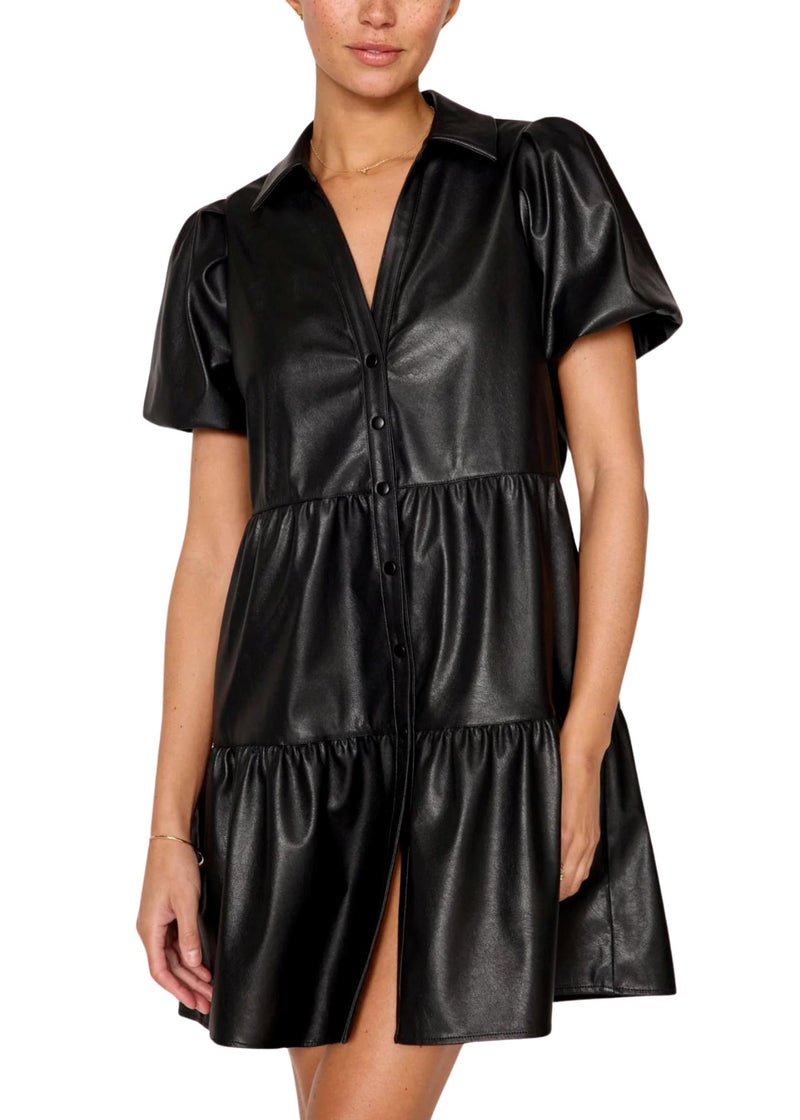 Havana Vegan Leather Mini Dress-Dresses-Uniquities