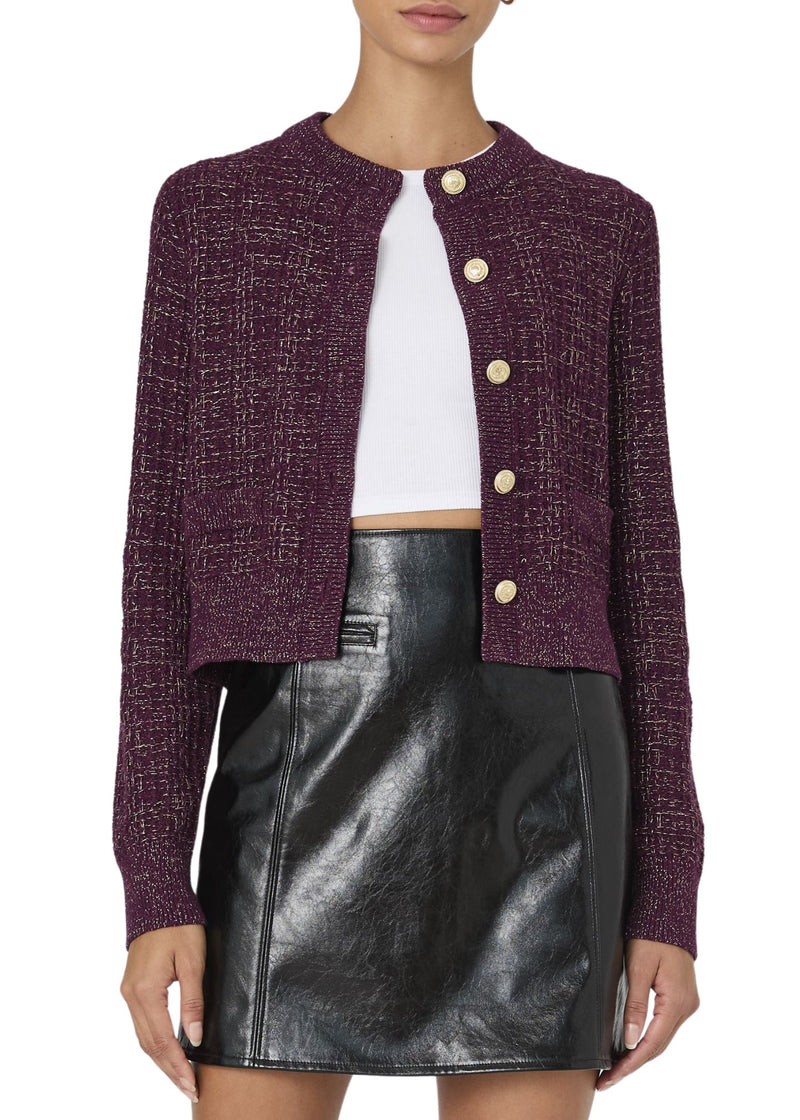 Lurex Tweed Knit Cardigan-Sweaters-Uniquities