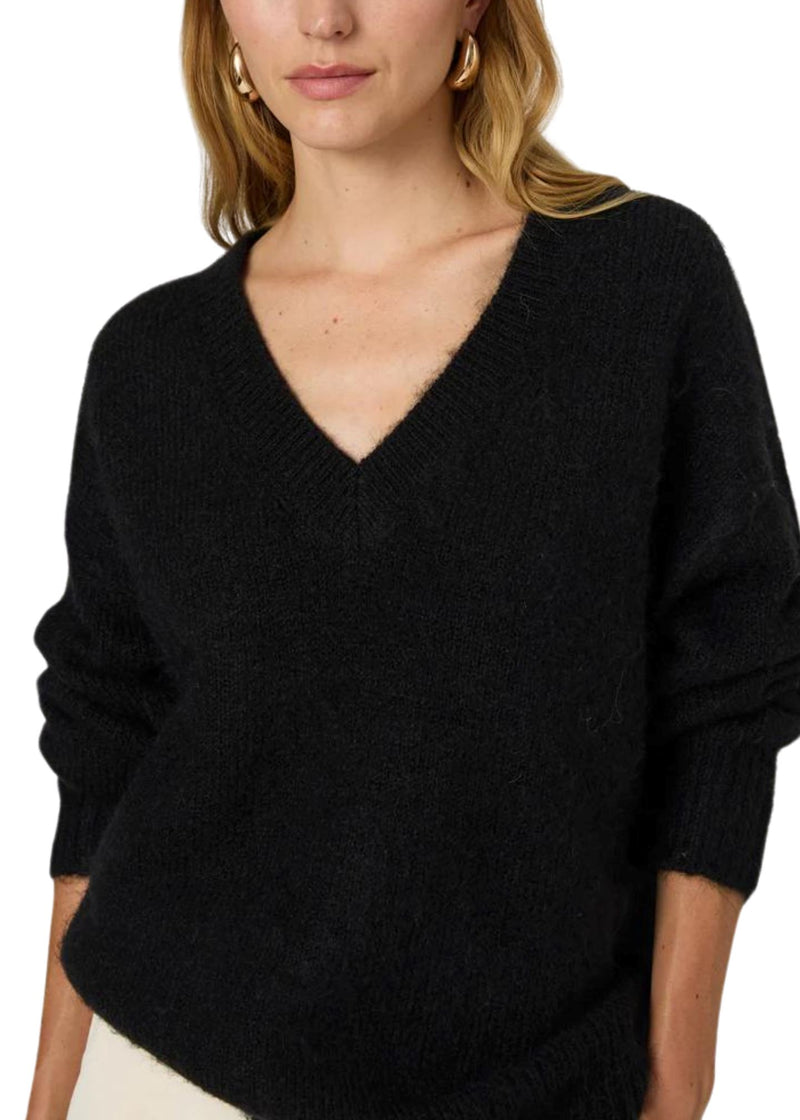 Fluffy Knit V Neck Jumper-Sweaters-Uniquities