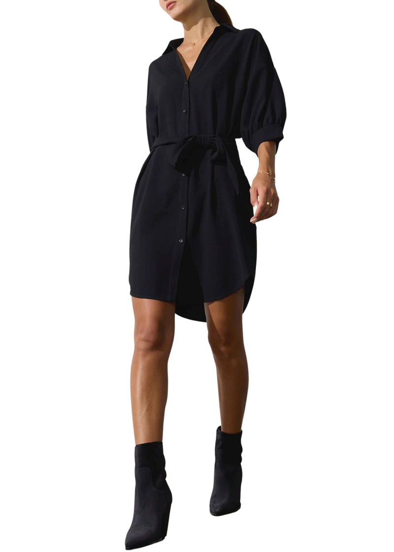 Kate Crepe Belted Dress-Dresses-Uniquities