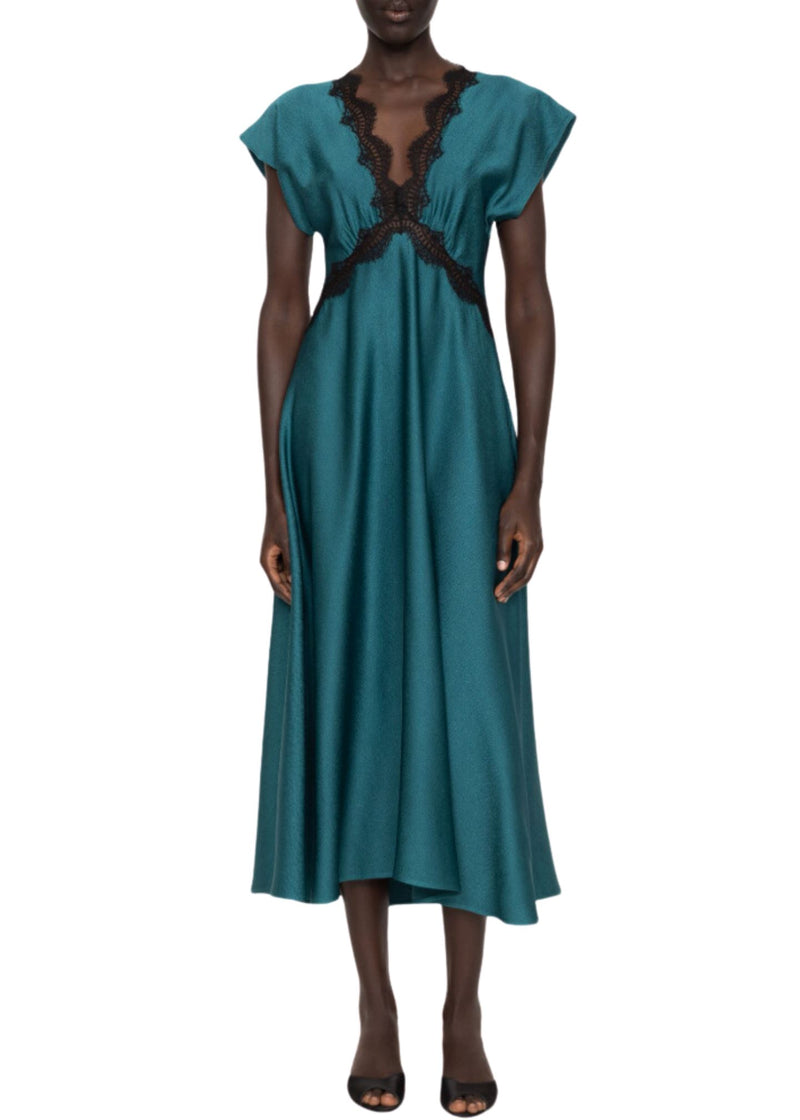 Noa Satin V-Neck Maxi Dress-Dresses-Uniquities