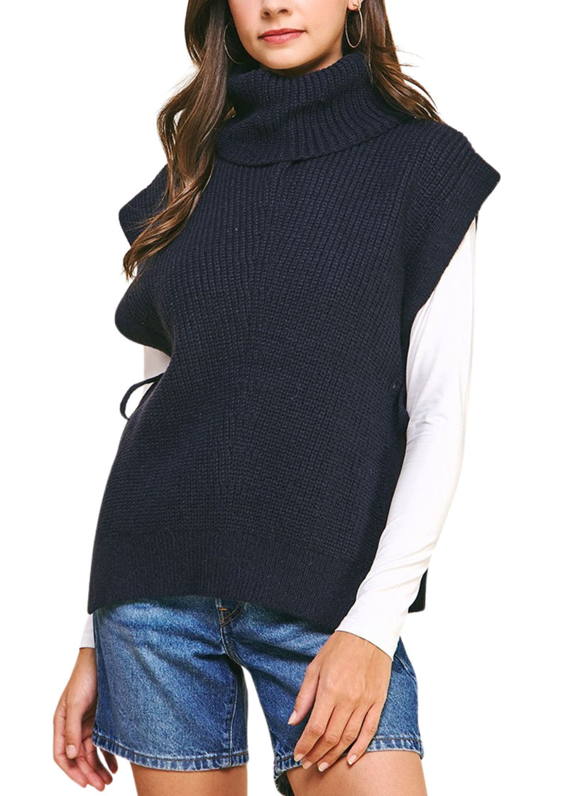 Ann Side Tie Sweater Vest-Sweaters-Uniquities