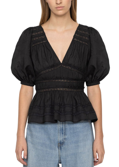 Nomi Solid V-Neck Top-Tops/Blouses-Uniquities