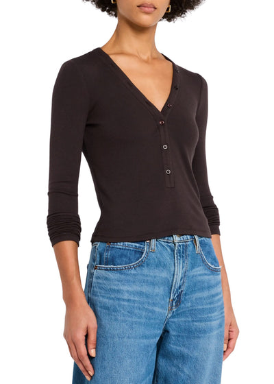 Slinky Long Sleeve Rib Henley-Tops/Blouses-Uniquities