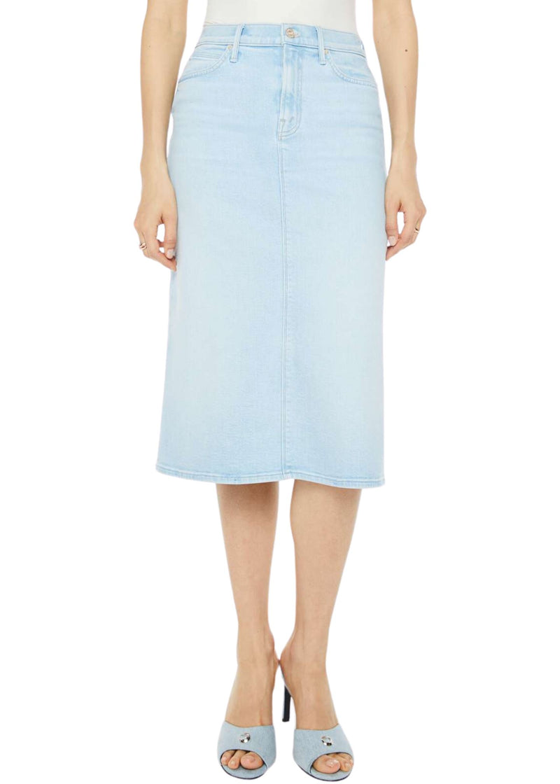 The Swooner Straight A Midi Skirt-Denim-Uniquities