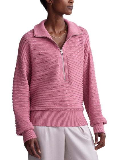 Tara Pointelle Half Zip-Sweaters-Uniquities