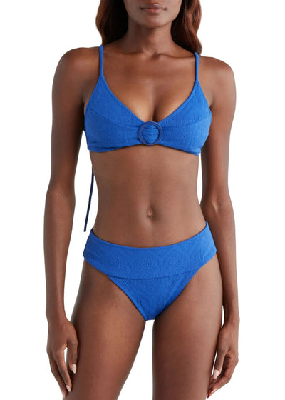 Blue Matelasse Bikini Top-Swimwear-Uniquities