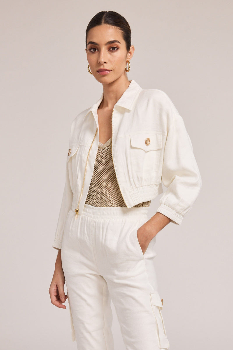 Farrah Linen Bomber-Jackets-Uniquities