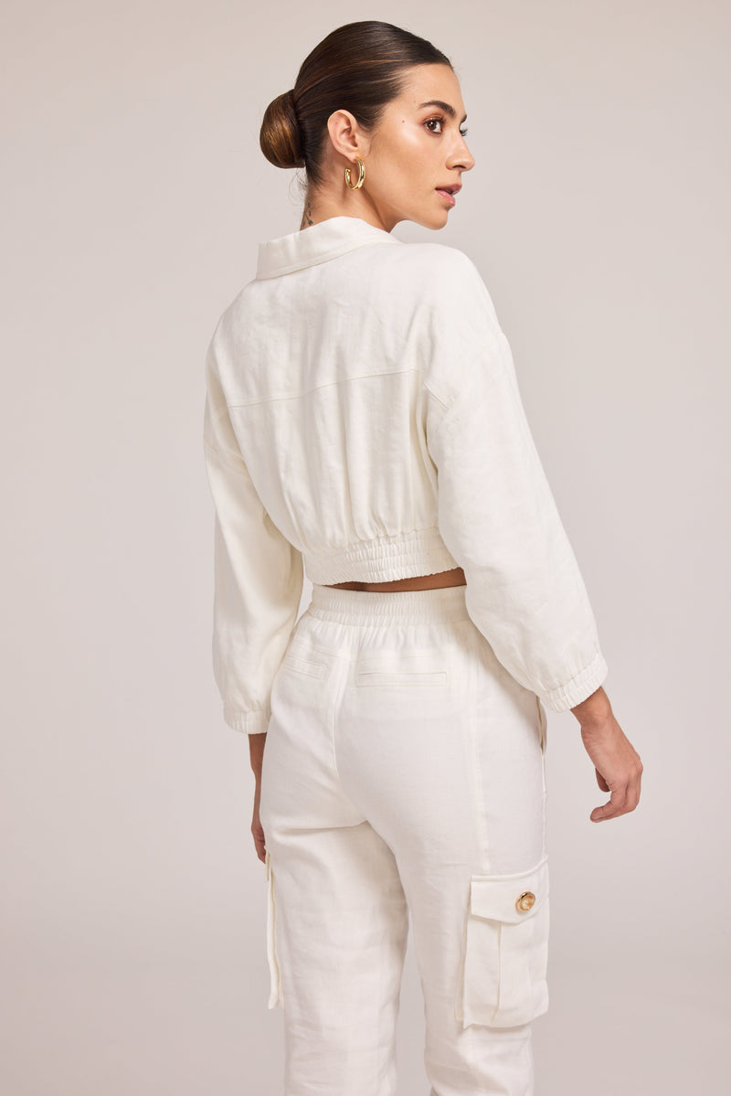 Farrah Linen Bomber-Jackets-Uniquities