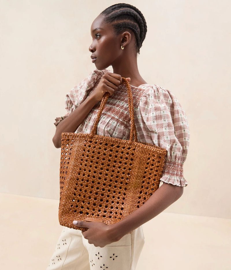 Angelo Open Weave Leather Tote Bag Uniquities