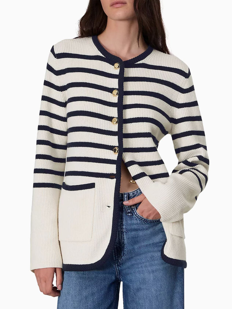 Nancy Long Stripe Cardigan-Sweaters-Uniquities