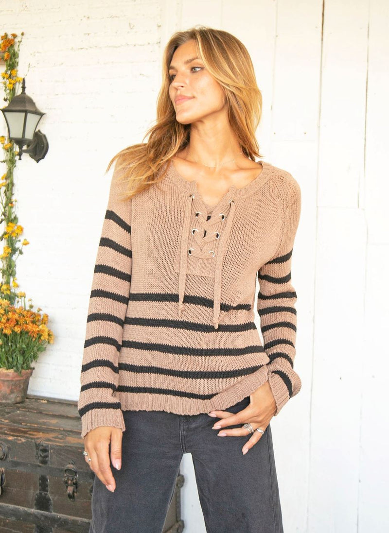 Palmer Laced Stripe Sweater-Sweaters-Uniquities