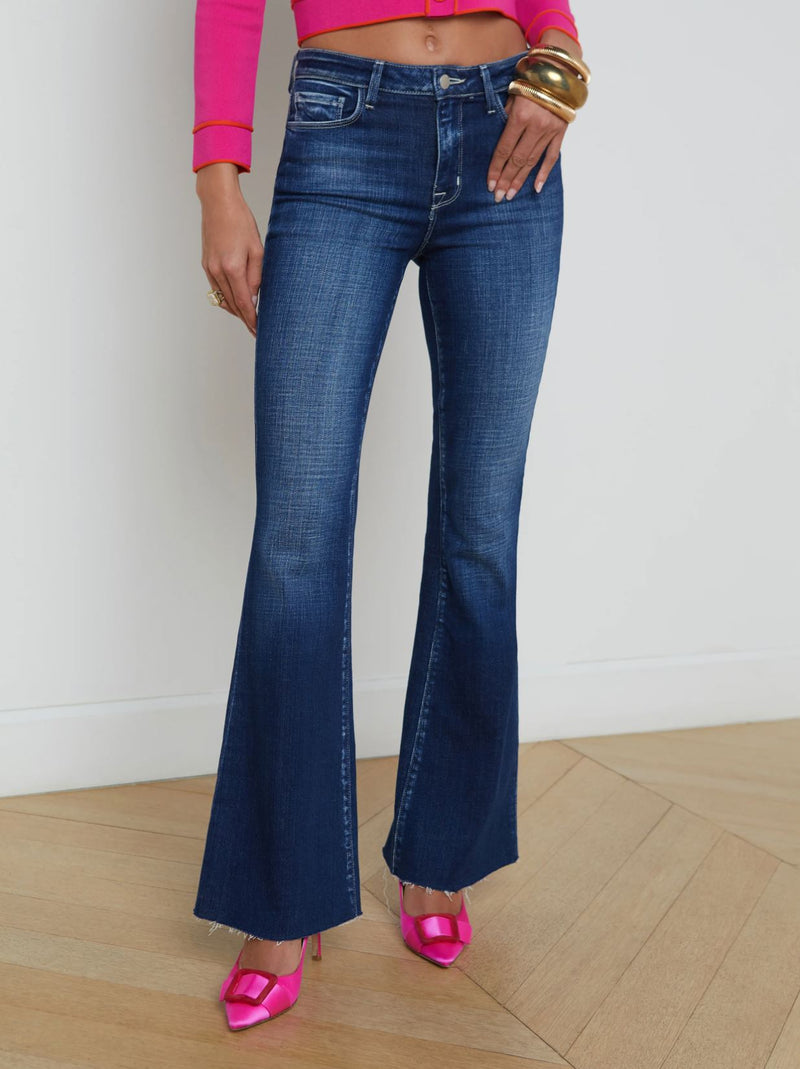 Sera High Rise Sneaker Flare Jeans-Denim-Uniquities