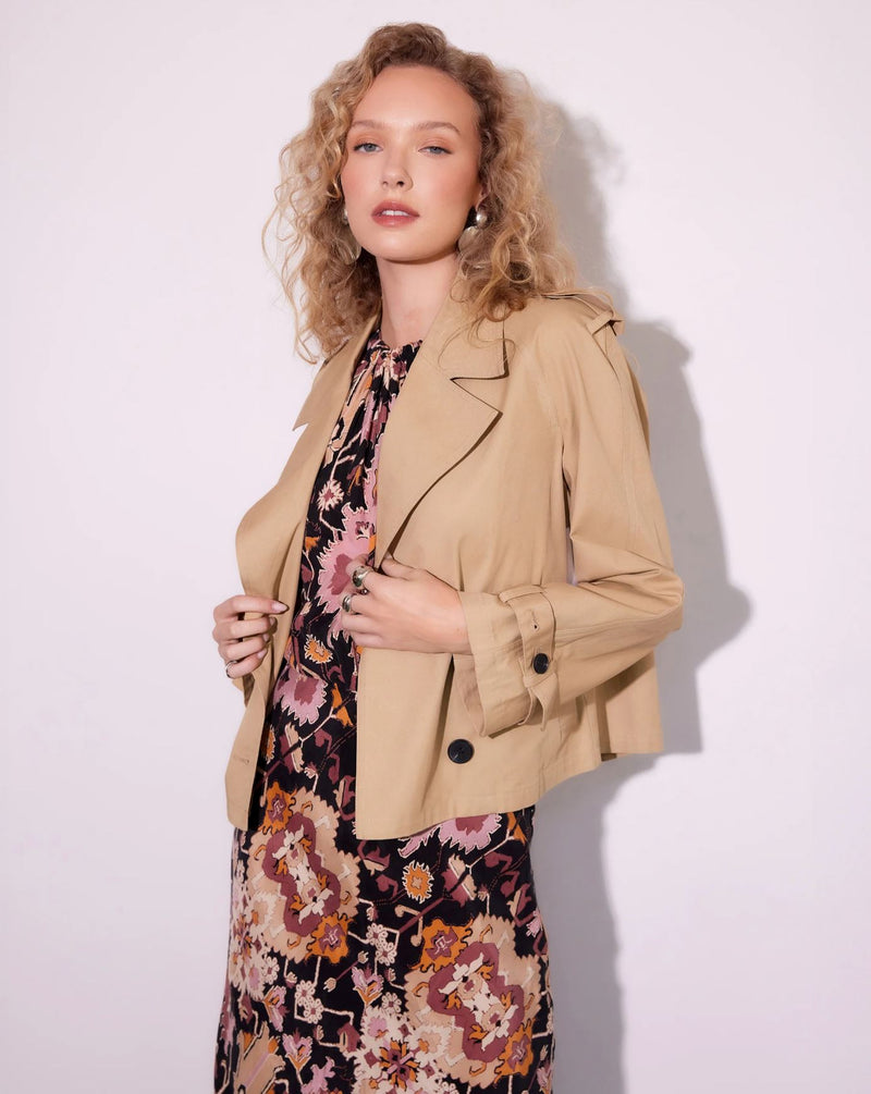 Chelsea Cropped Trench Jacket-Jackets-Uniquities