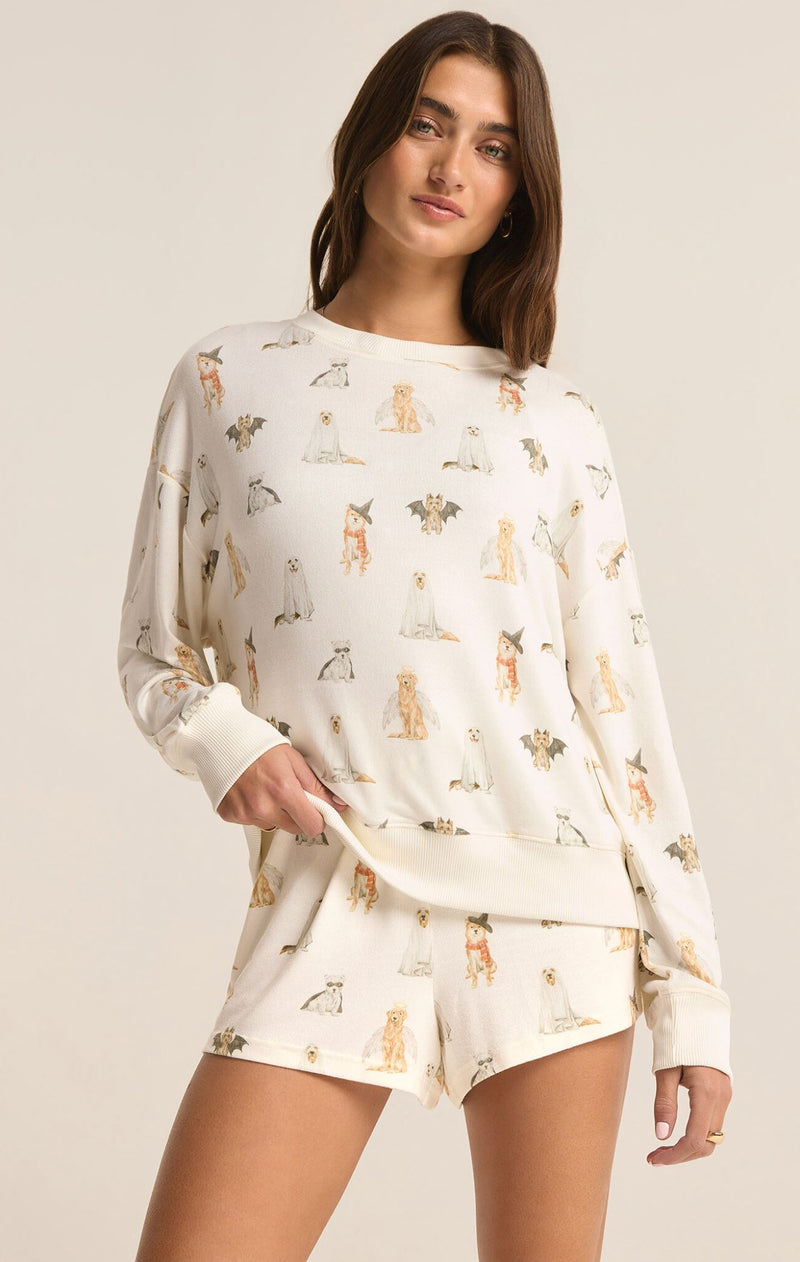 Hey Boo Dog Long Sleeve Top-Lounge-Uniquities