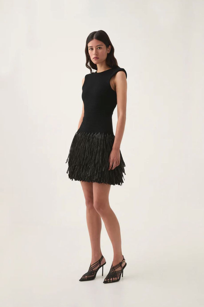 Rushes Raffia Knit Mini Dress-Dresses-Uniquities