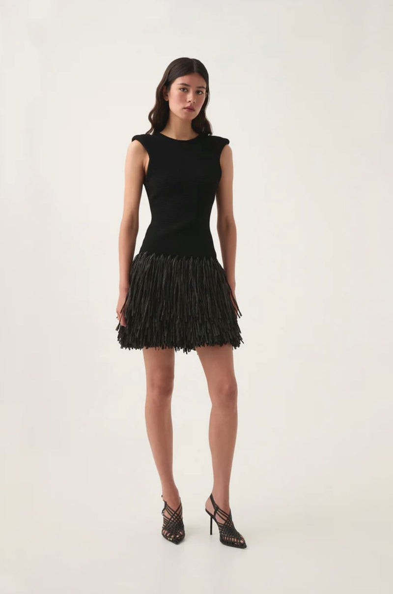 Rushes Raffia Knit Mini Dress-Dresses-Uniquities