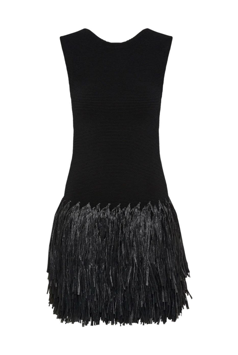 Rushes Raffia Knit Mini Dress-Dresses-Uniquities