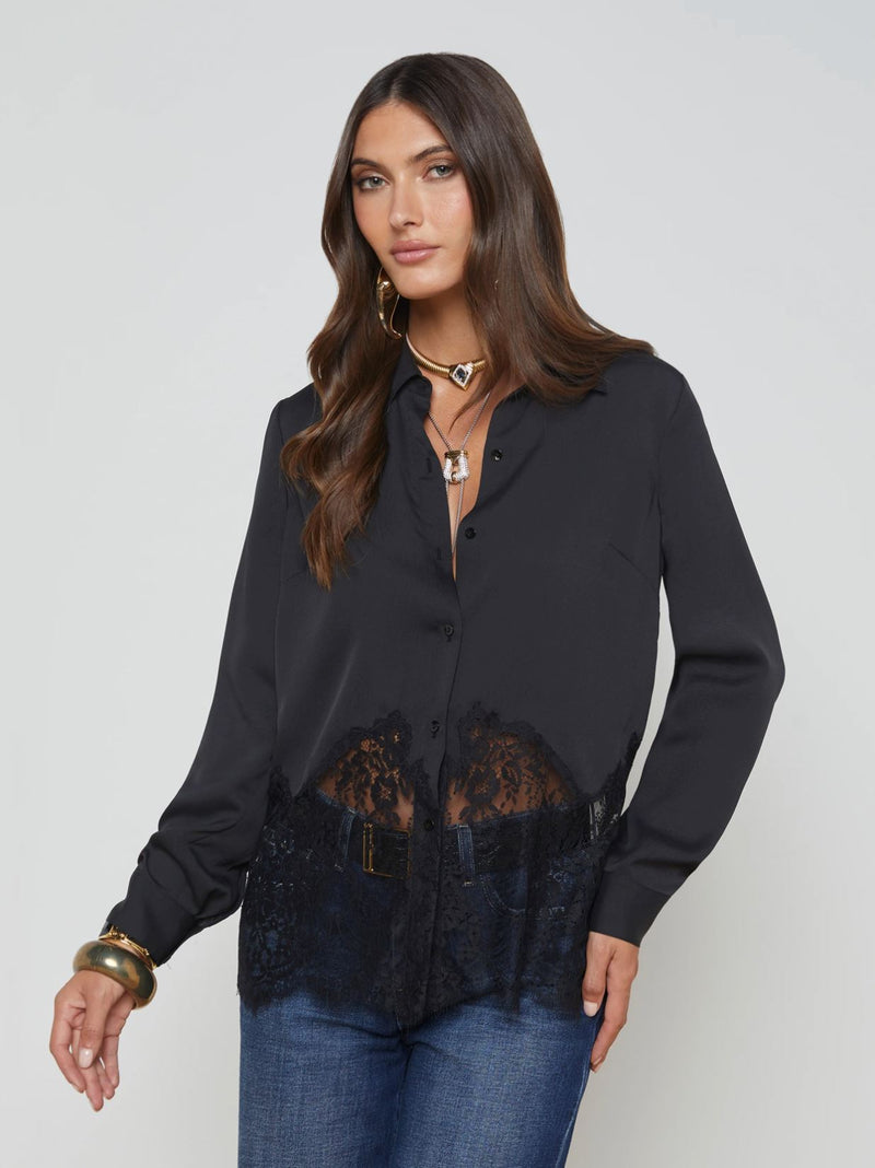 Adalee Lace Inset Blouse-Tops/Blouses-Uniquities