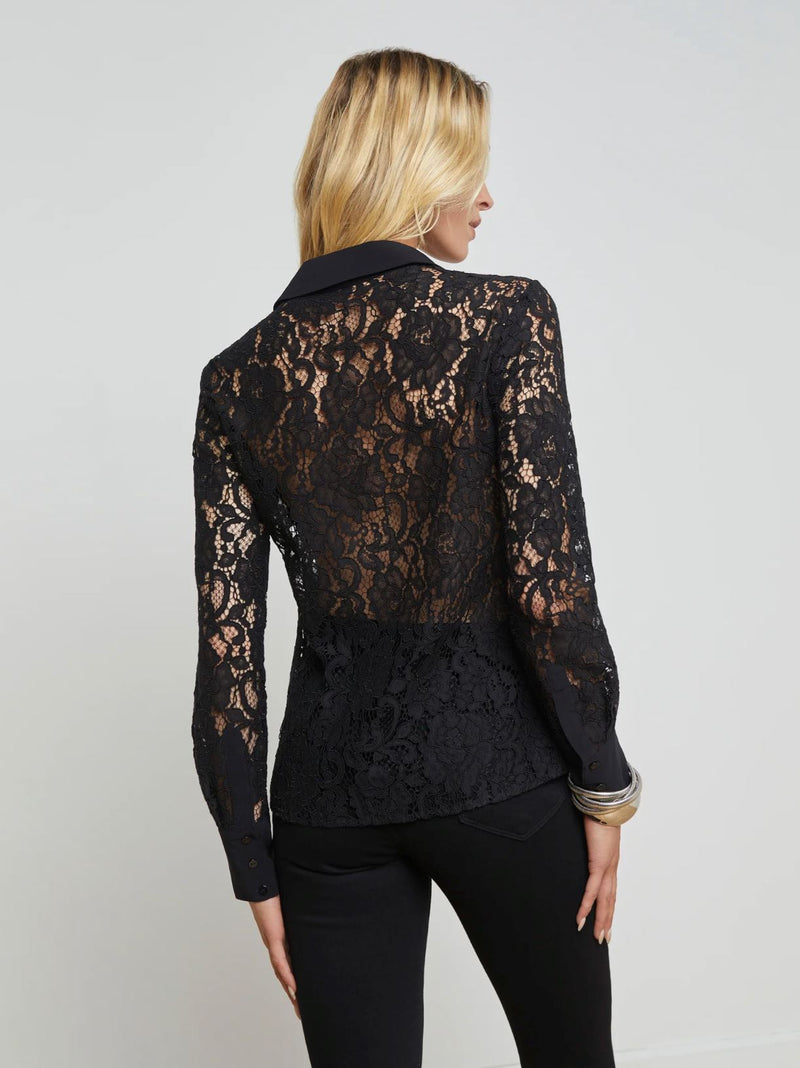 Maia Lace Button Down Blouse-Tops/Blouses-Uniquities