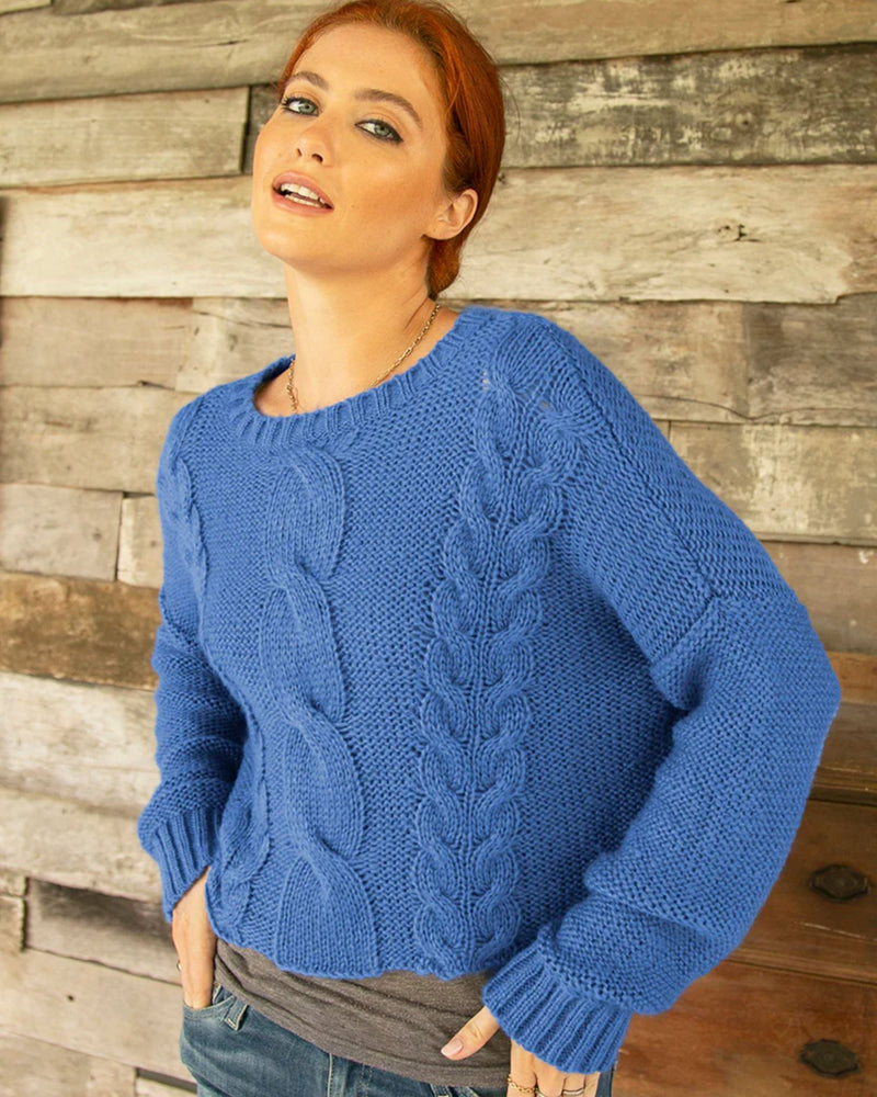 Aspen Cropped Cable Crew-Sweaters-Uniquities