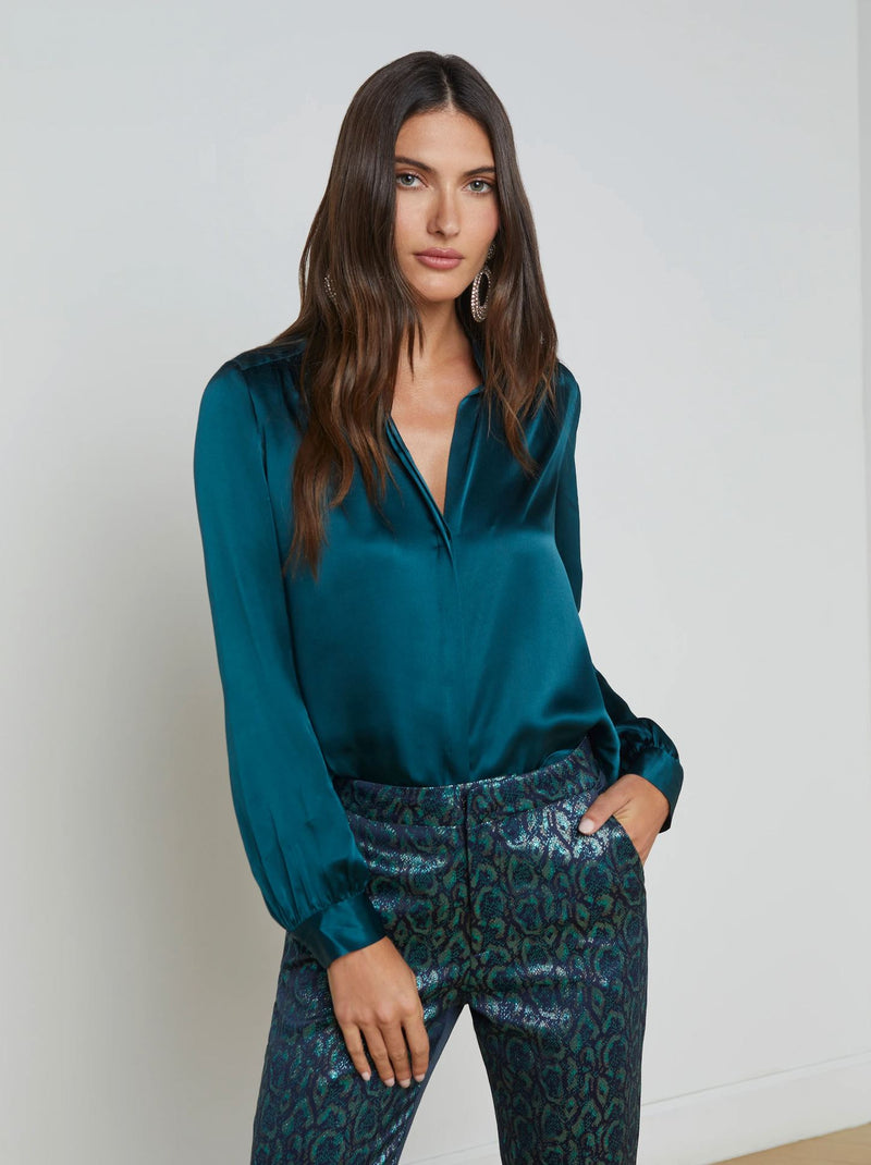 Bianca Band Collar Blouse-Tops/Blouses-Uniquities