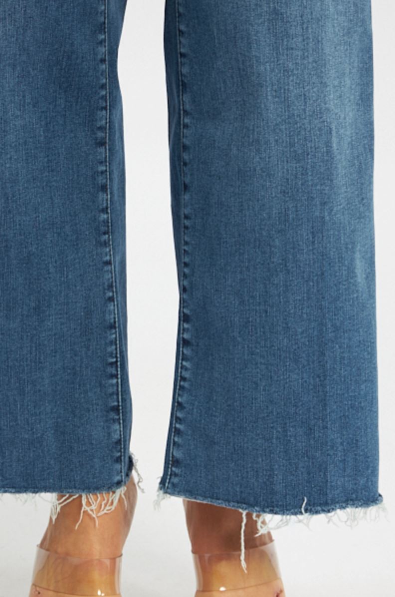 Le Slim Palazzo Raw Fray Jeans-Denim-Uniquities