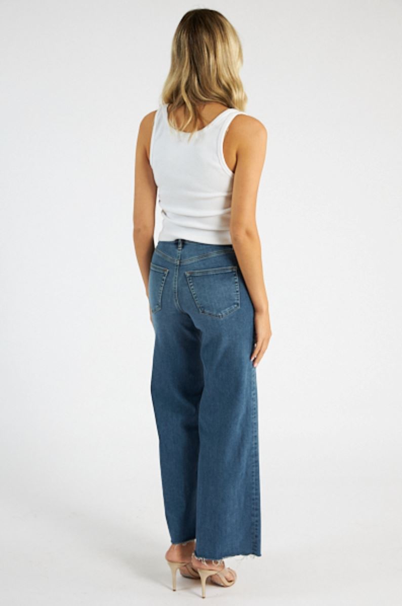 Le Slim Palazzo Raw Fray Jeans-Denim-Uniquities