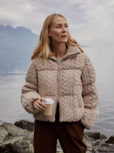 Reggie Cable Knit Puffer-Jackets-Uniquities