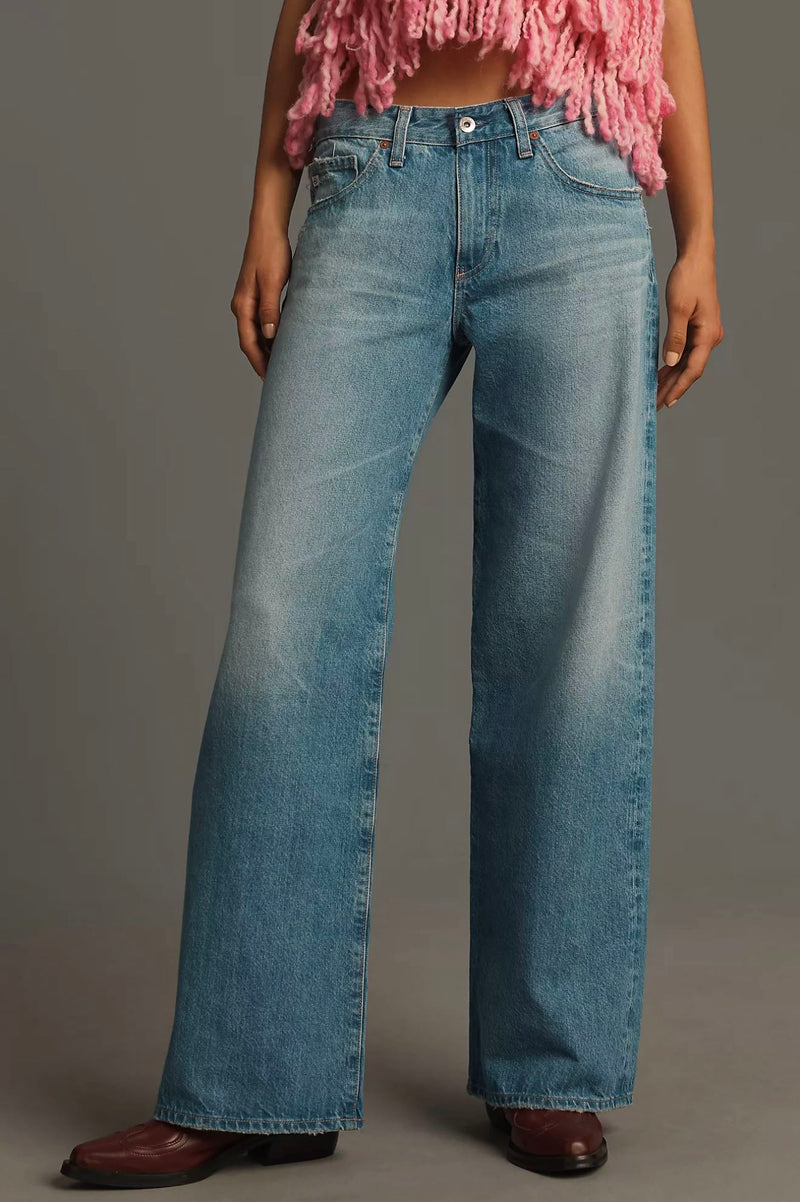 Adria Low-Rise Wide Leg Jeans-Denim-Uniquities