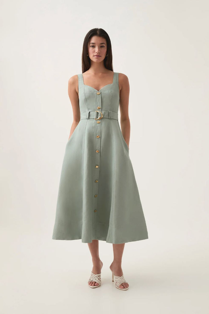 Clay Belted Midi Dress-Dresses-Uniquities