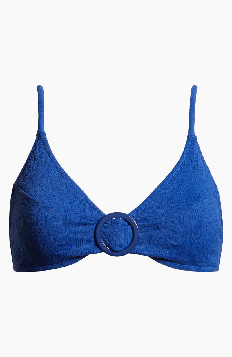 Blue Matelasse Bikini Top-Swimwear-Uniquities