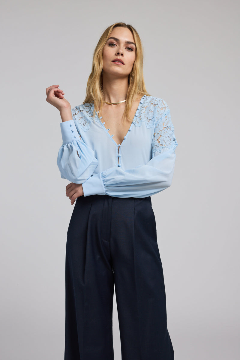 Harlea Lace Combo Blouse-Tops/Blouses-Uniquities