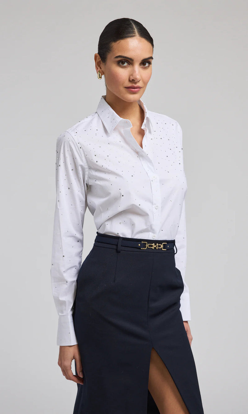 Marcello Crystal Poplin Shirt-Tops/Blouses-Uniquities