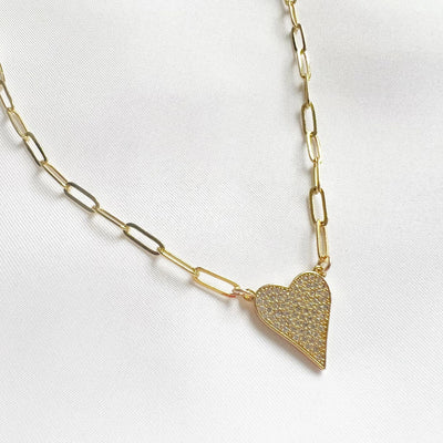 Stay True Pave Heart Necklace-Jewelry-Uniquities