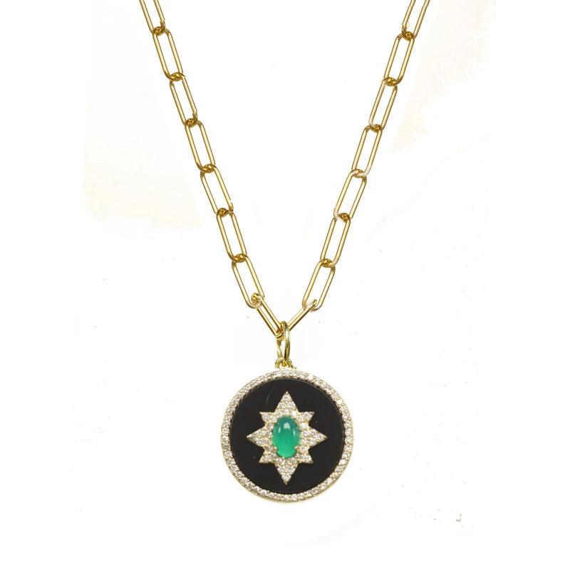 Black/Green Onyx Pendant Necklace-Jewelry-Uniquities